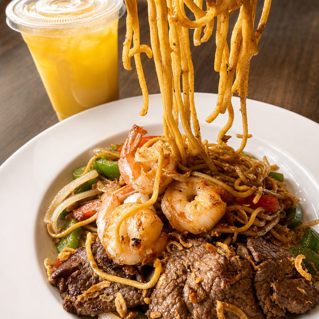 Surf ‘n Turf Garlic Noodle.